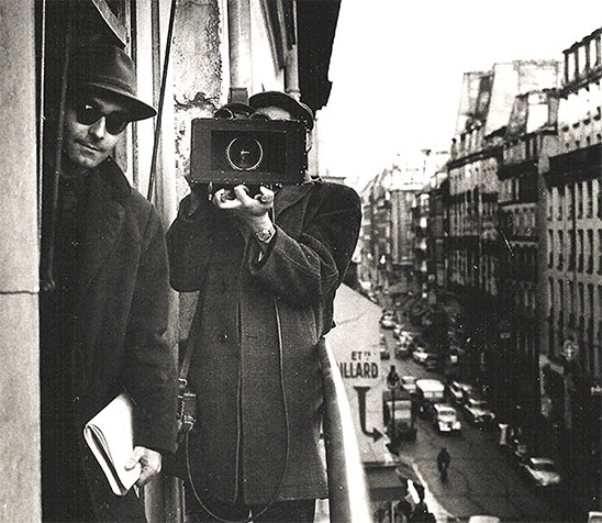 Jean Luc Godard et Raoul Coutard sur le tournage de Une femme est une femme